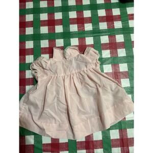 Vintage 3-6 Month Dress Pink Striped Baby Dress Retro Lace Trim